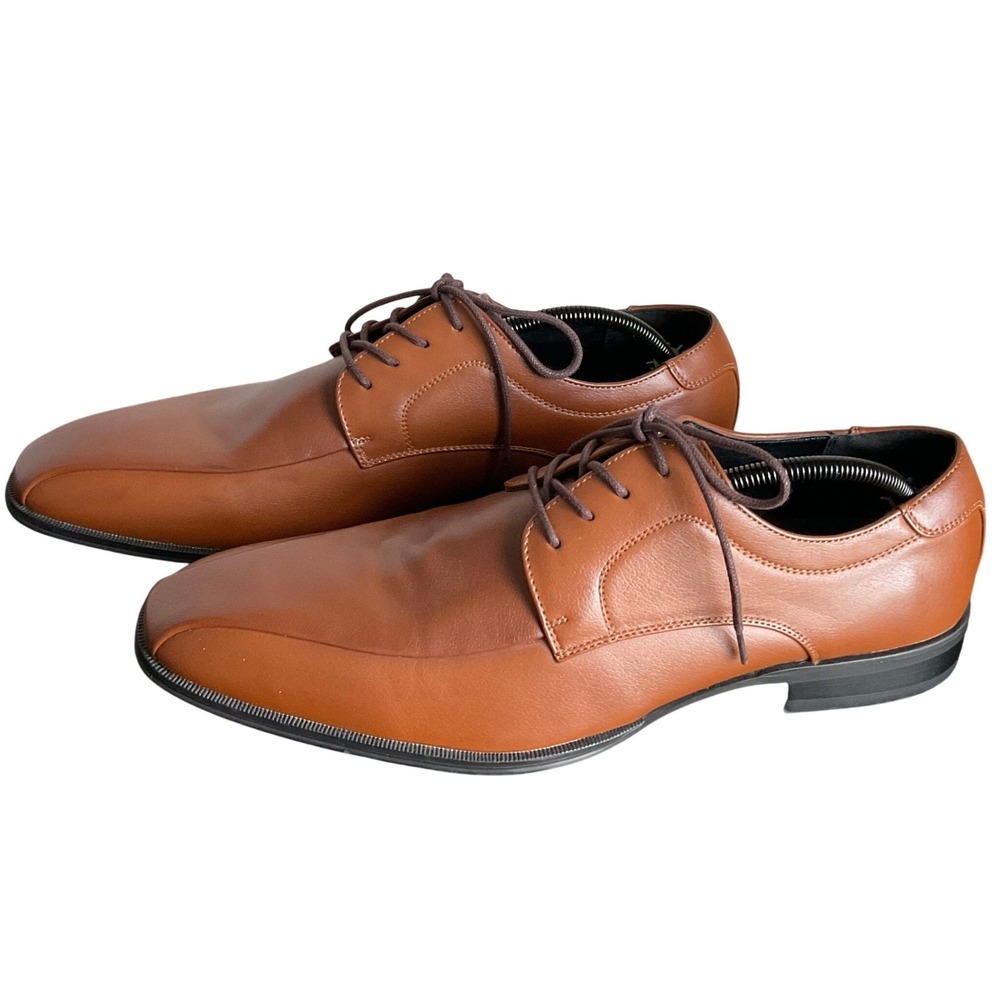 Alfani Seth Mens 11.5M Cognac Brown Bicycle Toe Oxford Dress Shoes 42101